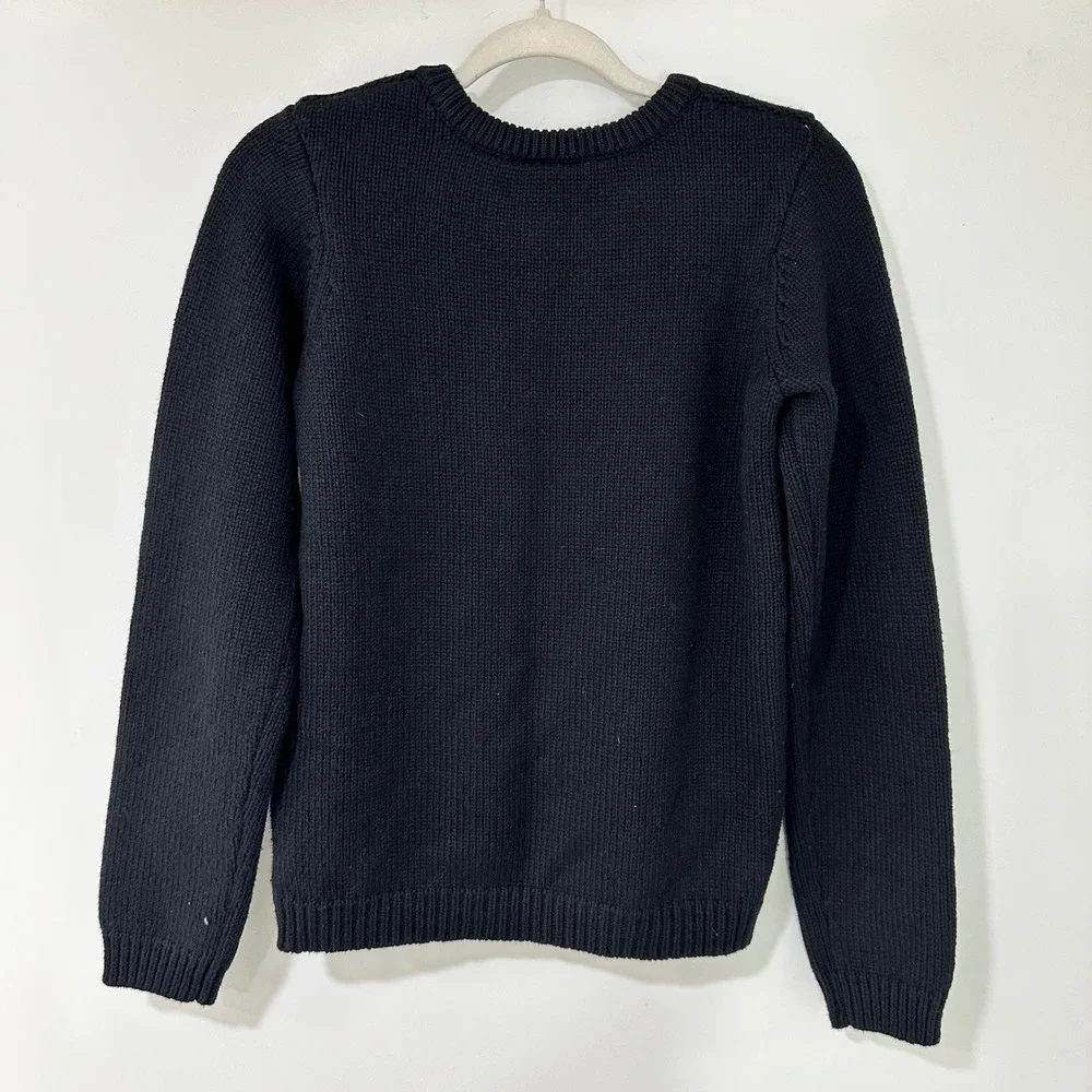 Hanna Andersson Floral‎ Embroidered Sweater Kids 160 Black Pom Pom | Cottagecore